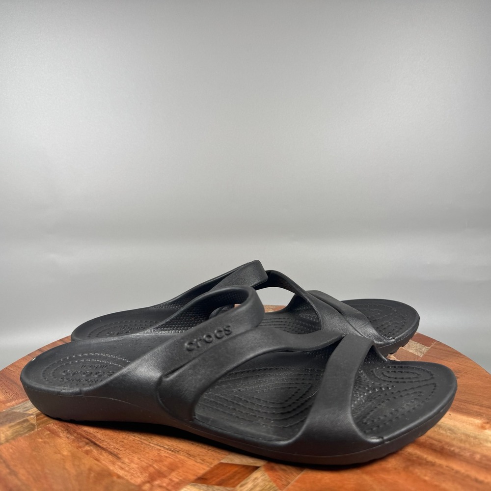 Crocs Swiftwater Sandal Womens 8 Black Strappy Slide Shoes 203998-001